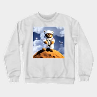 Teddy in a Space suit on the Moon Crewneck Sweatshirt